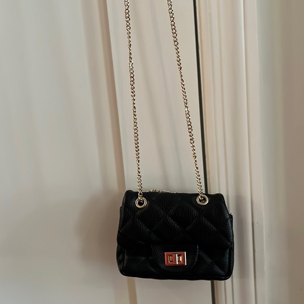 Chloe K Black Quilted Mini Bag For Girls